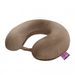 VIAGGI U Shape Round Memory Foam Soft Travel Neck Pillow for Neck Pain Relief Cervical Orthopedic Use Comfortable Neck Rest Pillow - Beige Brown